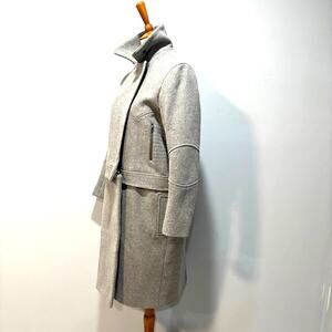 Tosia NYC Gray Wool High Neck Coat Structured Couture Designer Minimalist,Size M
